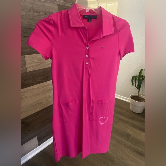 Tommy Hilfiger | Dresses | Hot Pink Polo Dress With Heart Detail On Pocket  | Poshmark